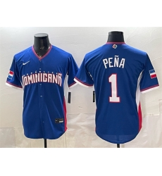 Men Dominican Republic Baseball  1 Jeremy Pena Royal 2026 World Baseball Classic Road Stadium Stitched Jersey