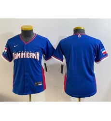 Youth Dominican Republic Baseball Blank Royal 2026 World Baseball Classic Road Stadium Stitched Baseball Jersey