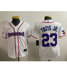 Youth Dominican Republic Baseball Fernando Tatis Jr White 2026 World Baseball Classic Home Stadium Stitched Baseball Jersey Youth Dominican Republic Baseball Fernando Tatis Jr White 2026 World Baseball Classic Home Stadium Stitched Baseball Jersey