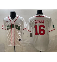 Men Mexico Baseball  16 Jarren Duran White 2026 World Baseball Classic Home Stadium Stitched Jersey
