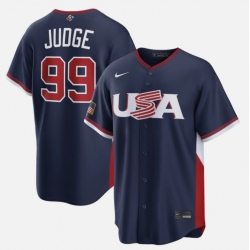 Men USA Baseball Aaron Judge #99 Navy 2026 World Baseball Classic Road Stadium Stitched Jersey