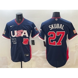 Men USA Baseball x Undefeated  27 Tarik Skubal Navy 2026 World Baseball Classic Stadium Stitched Jersey
