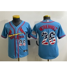 Youth St  Louis Cardinals  26 JJ Wetherholt Blue USA 250 Fourth of July Stitched Baseball Jersey