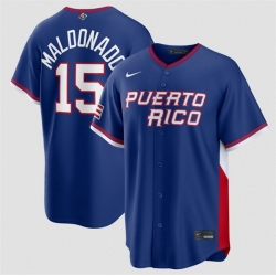 Men Puerto Rico Baseball  15 Martin Maldonado Blue 2026 World Baseball Classic Road Stadium Stitched Jersey