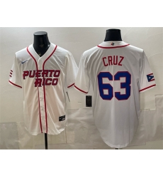 Men Puerto Rico Baseball  63 Fernando Cruz White 2026 World Baseball Classic Home Stadium Stitched Jersey