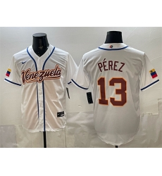 Men Venezuela Baseball  13 Salvador Perez White 2026 World Baseball Classic Home Stadium Stitched Jersey