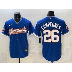 Men Venezuela Baseball  26 Campeones Royal 2026 World Baseball Classic Road Stadium Stitched Jersey
