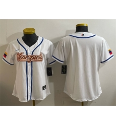 Women Venezuela Baseball Blank White 2026 World Baseball Classic Home Stadium Stitched Baseball Jersey Run Small 